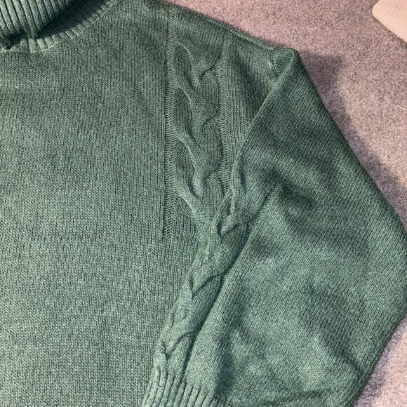 St. John's Bay Womens 2X Green Cable Knit Turtleneck Preppy Cozy - Picture 6 of 7